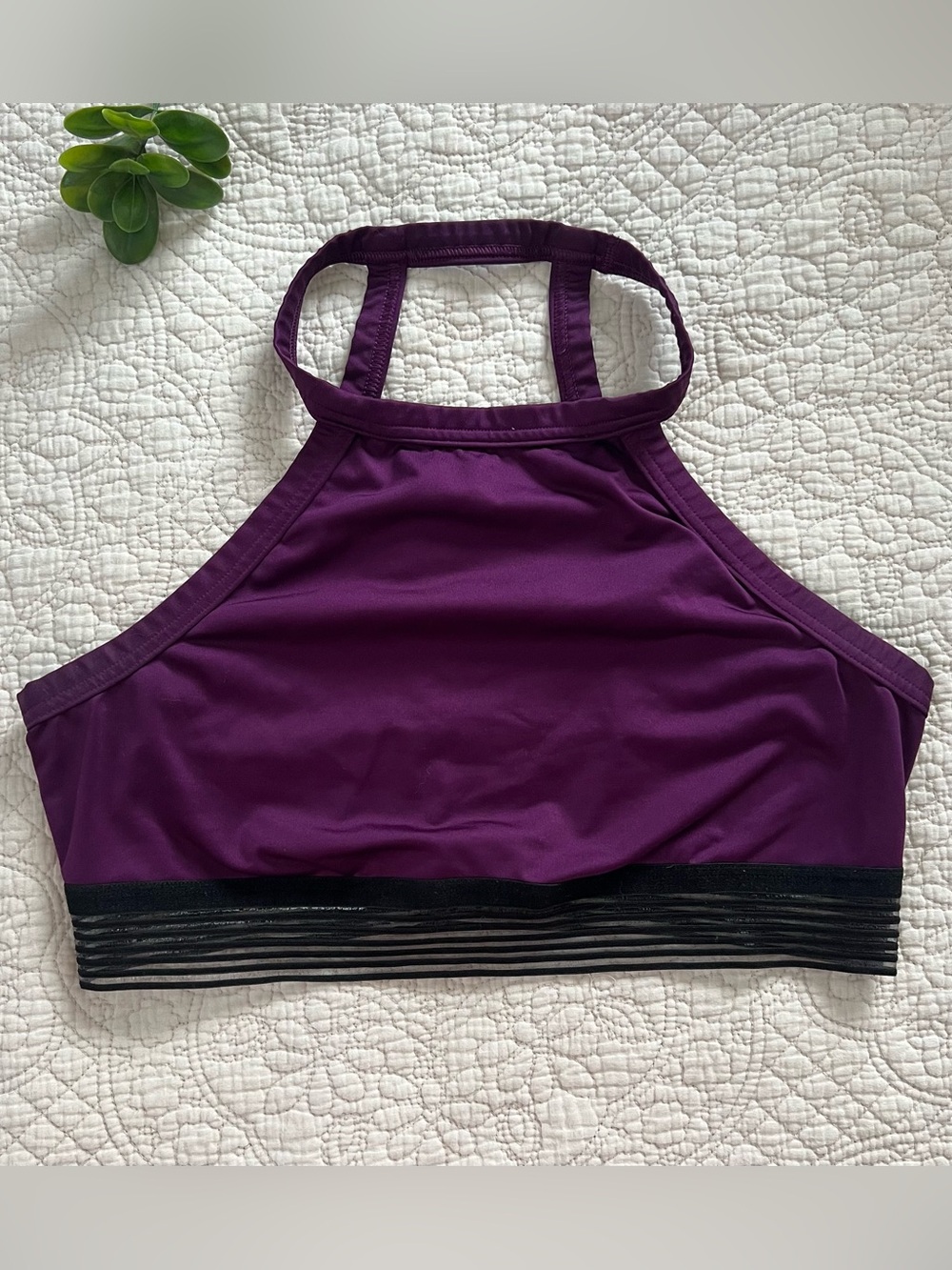 Victoria Sport: Women’s Purple High-Neck Bralette w/ Black Mesh Band Size L